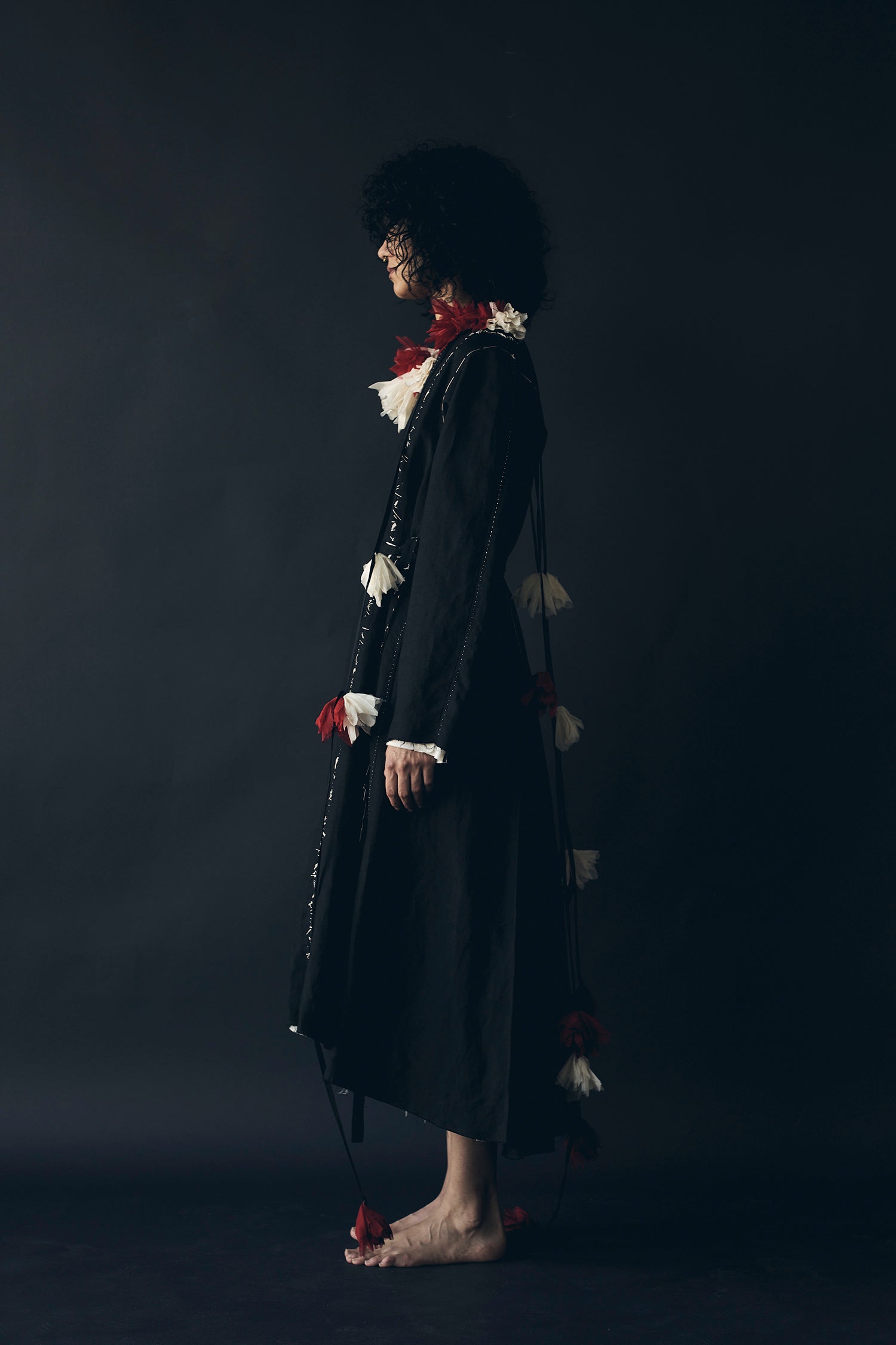 N° 155 falling flower accessory - ume red/yuki white