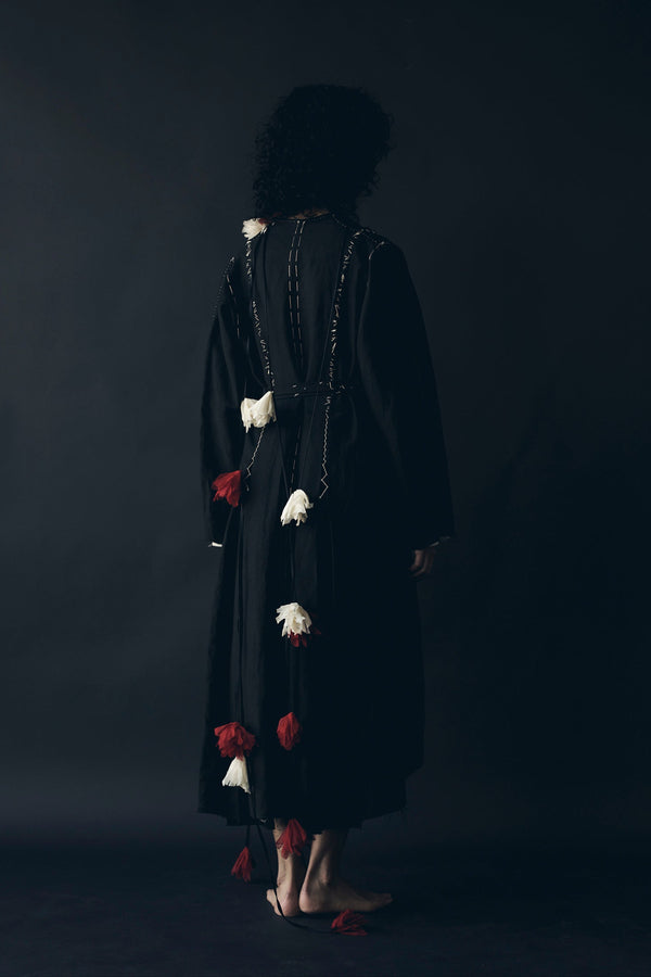 N° 22 irregular hand-stitched wrap dress (made to order)