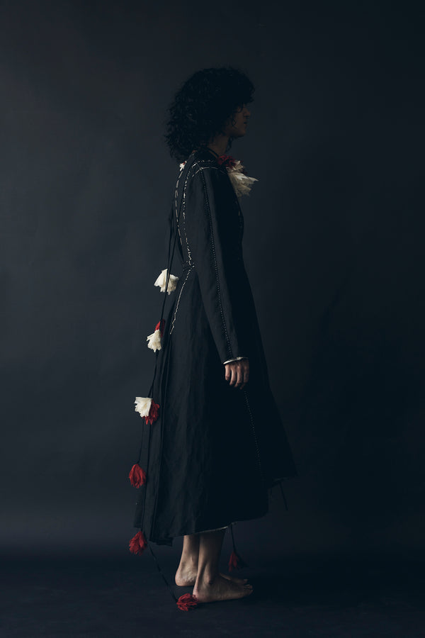 N° 22 irregular hand-stitched wrap dress (made to order)