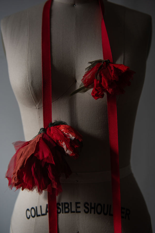 N° 155 falling flower accessory - ume red - L (made to order)