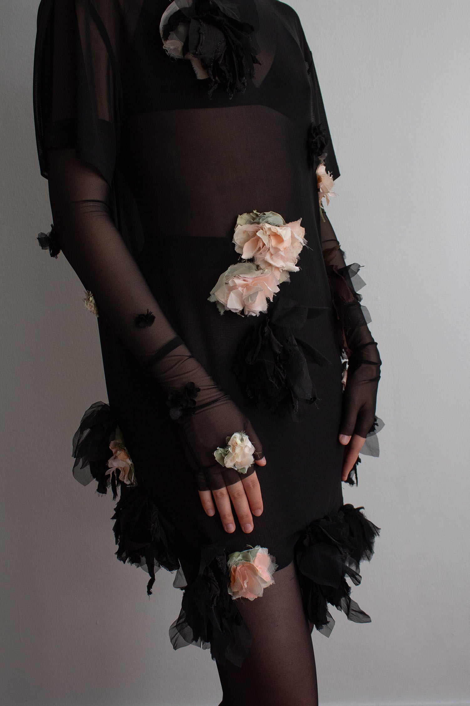 N° 71 crushed blooms dress - ame pink/sumi black