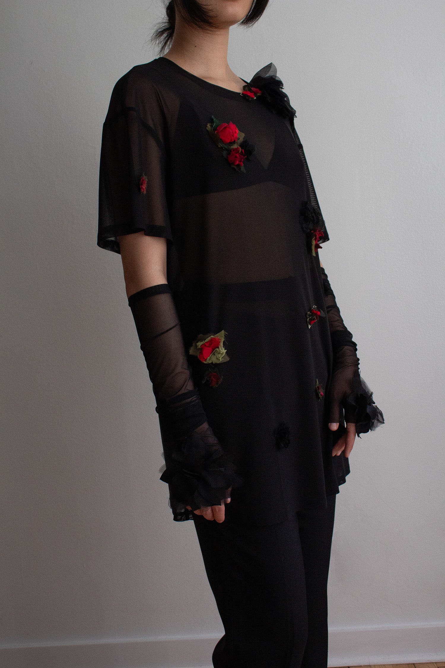 N° 71 crushed blooms dress - ume red/sumi black