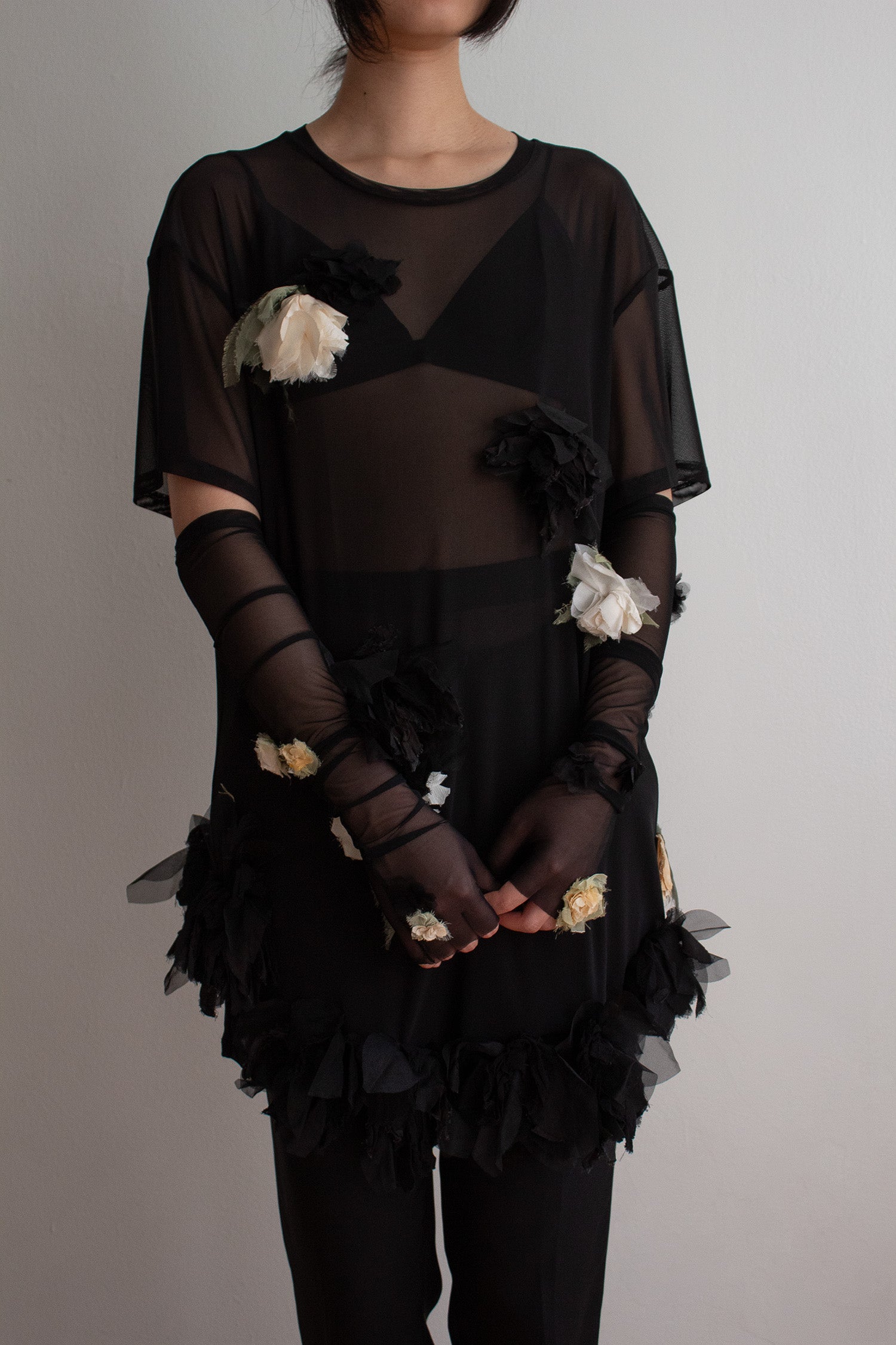 N° 71 crushed blooms dress - usukiro yellow/sumi black