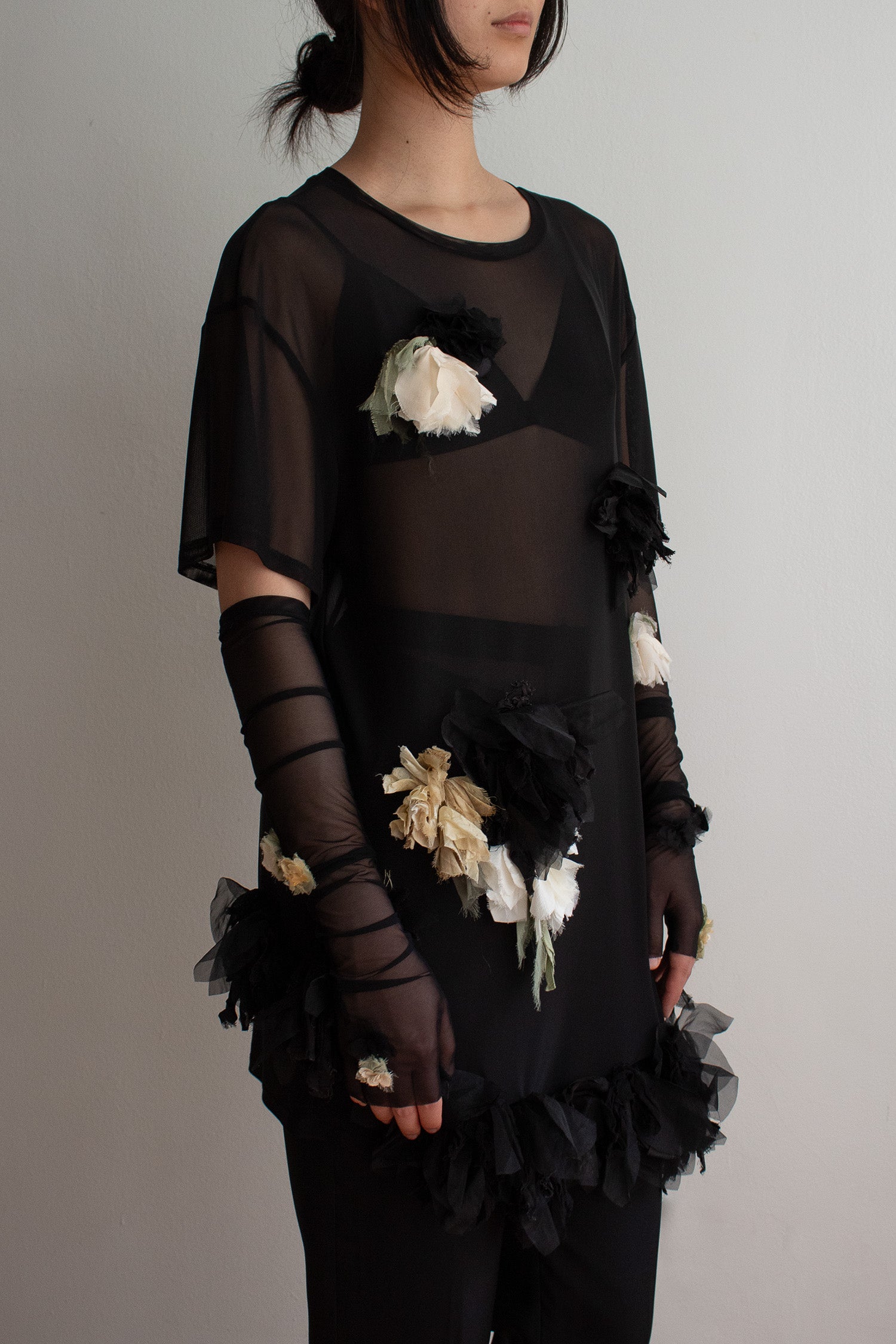 N° 71 crushed blooms dress - usukiro yellow/sumi black