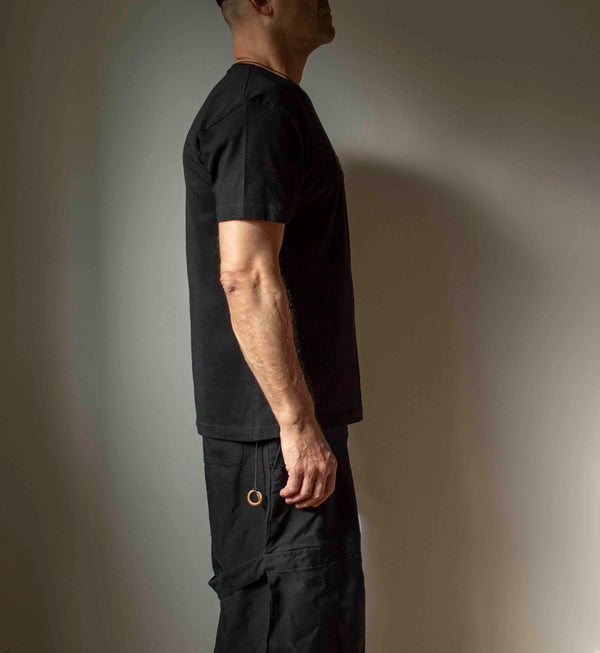 N° 287 fine jersey pressed flower t-shirt- sumi black - L