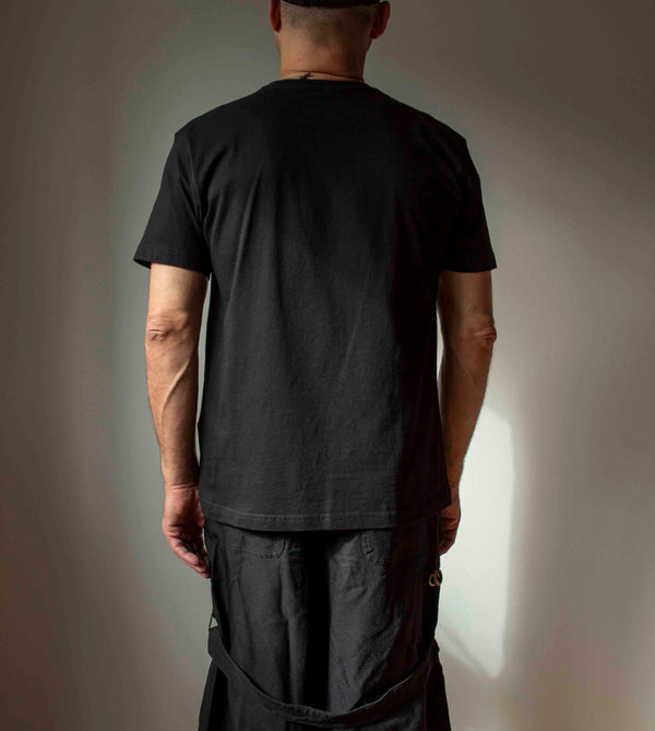 N° 287 fine jersey pressed flower t-shirt- sumi black - L