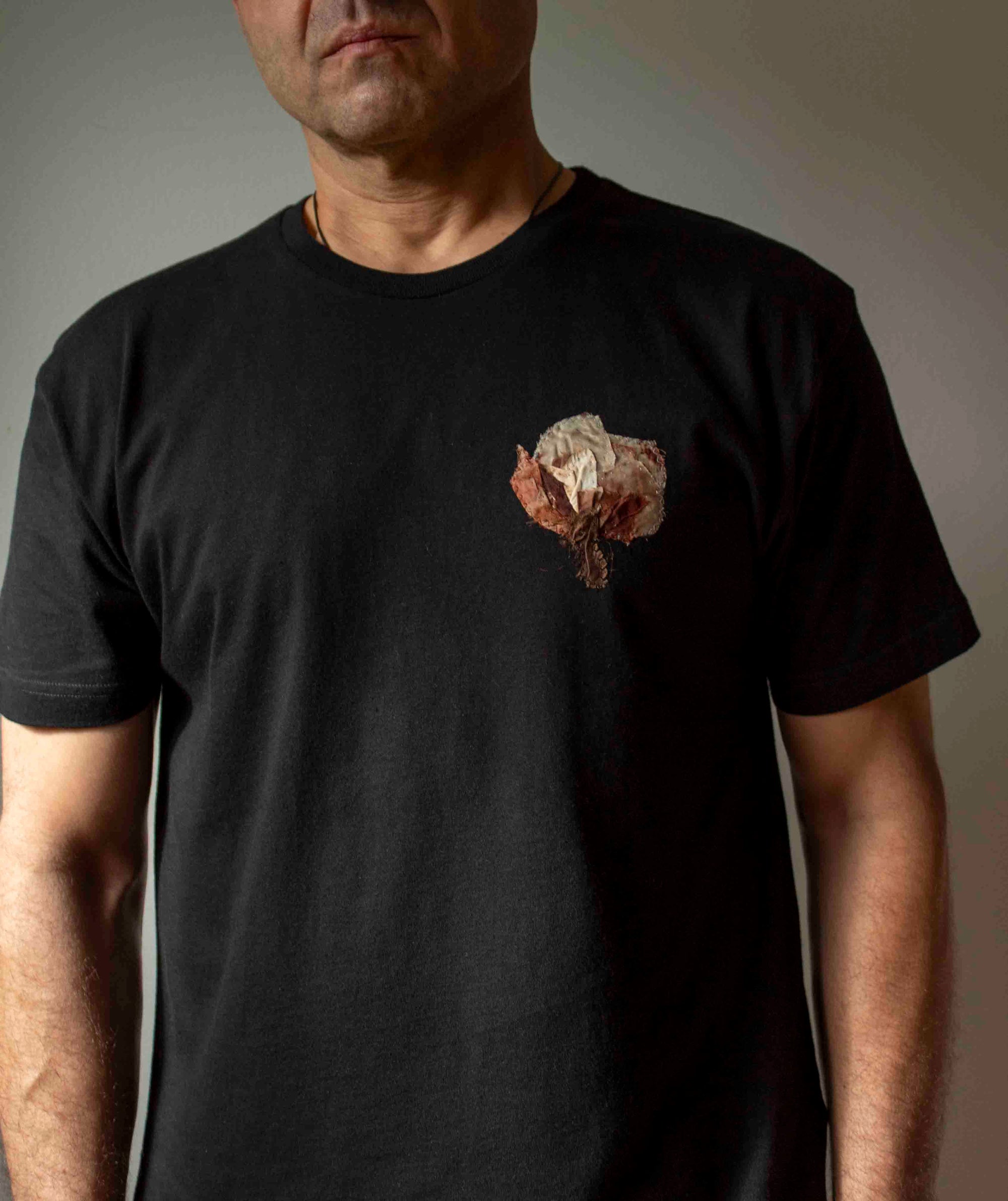 N° 287 fine jersey pressed flower t-shirt- sumi black - L