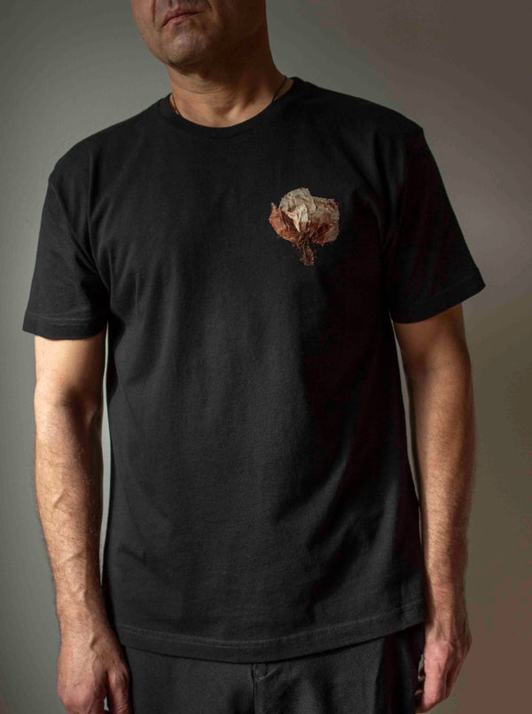 N° 287 fine jersey pressed flower t-shirt- sumi black - L