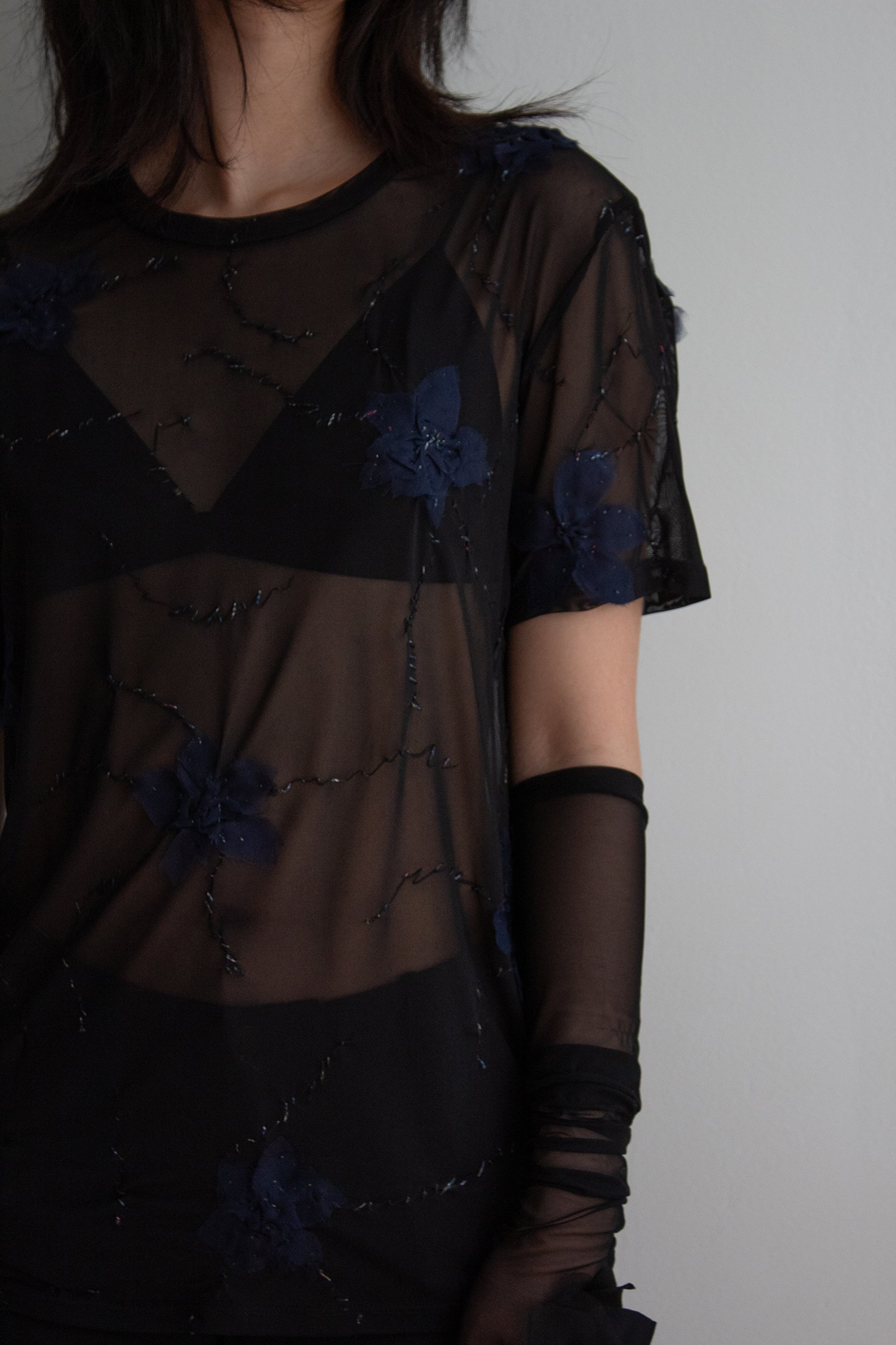 N° 92 constellation flowers short sleeve -  umi blue