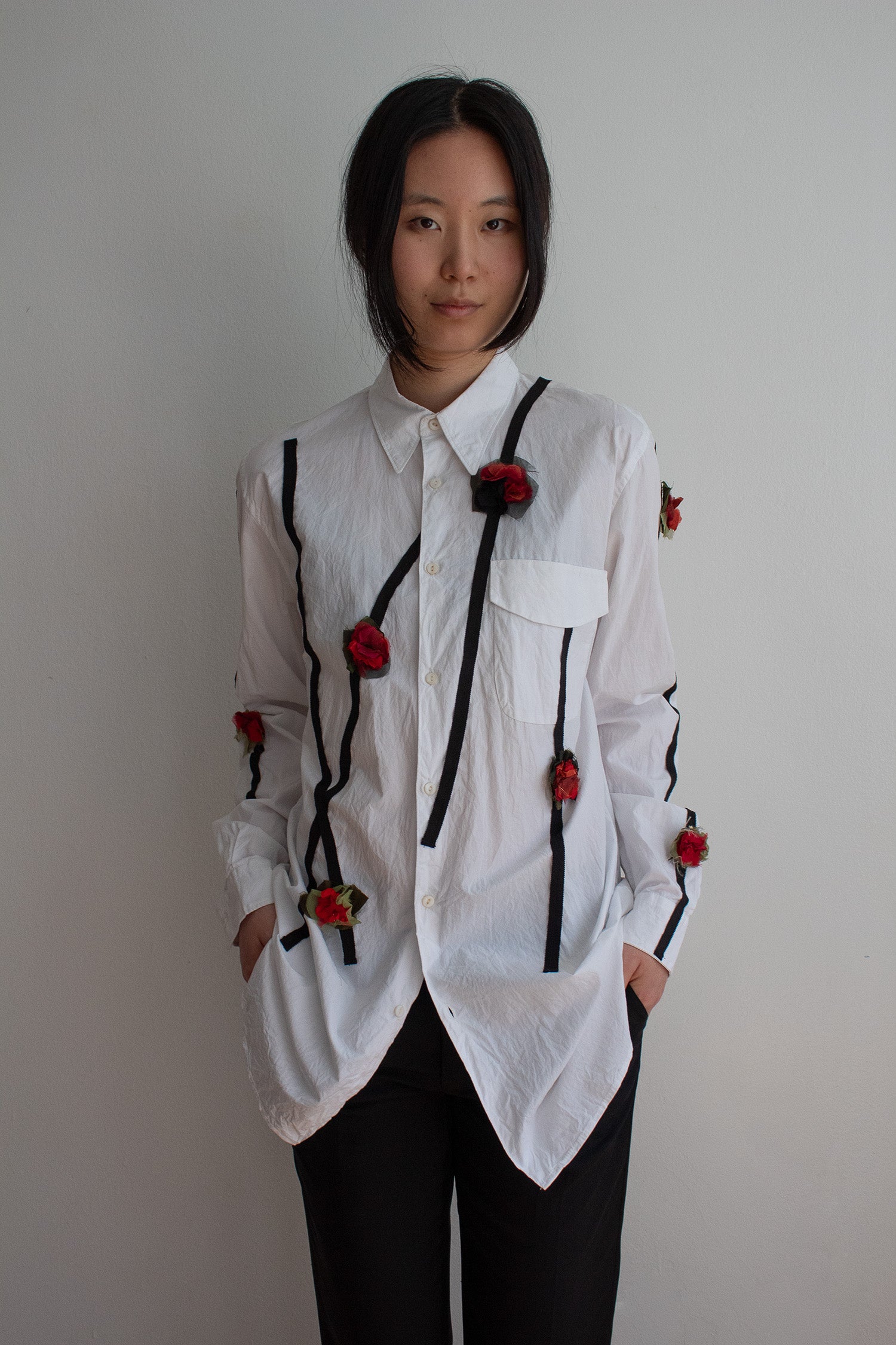 N° 265 dripping crushed blooms - yuki white - S