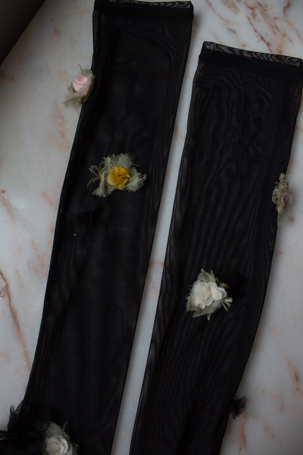 N° 90 crushed blooms fingerless gloves- multi