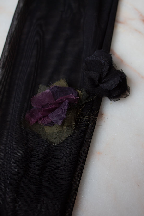 N° 90 crushed blooms fingerless gloves- nasu eggplant