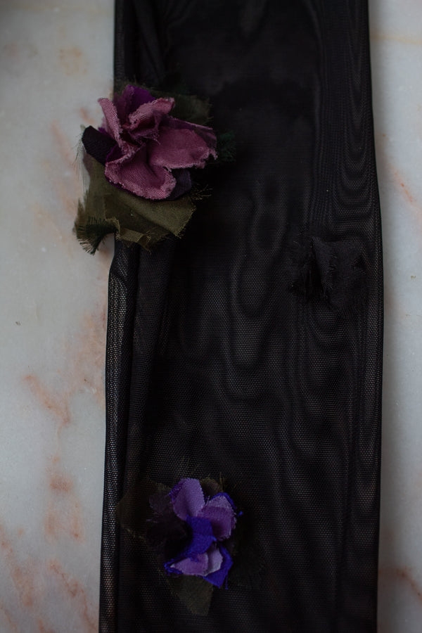 N° 90 crushed blooms fingerless gloves- nasu eggplant