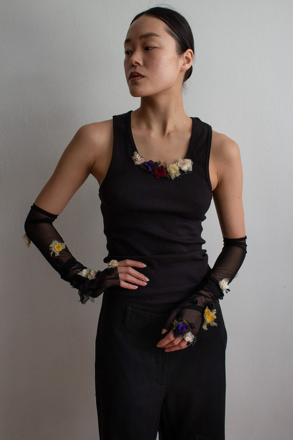 N° 90 crushed blooms fingerless gloves- multi