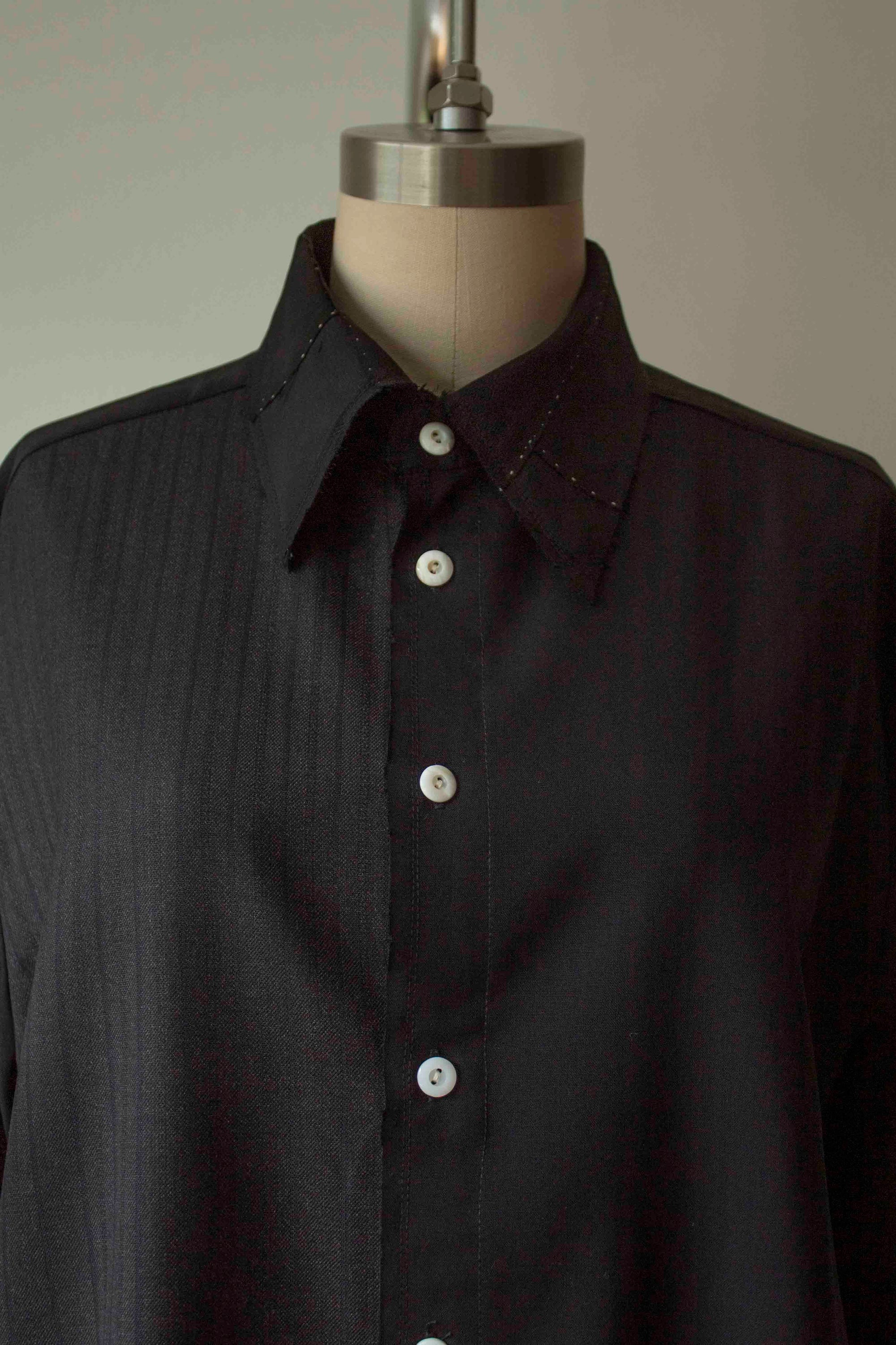 N° 225  paneled pinstripe haori shirt -  S