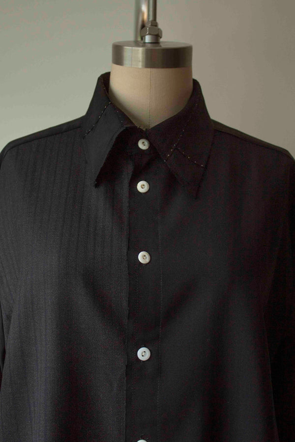 N° 225  paneled pinstripe haori shirt -  S