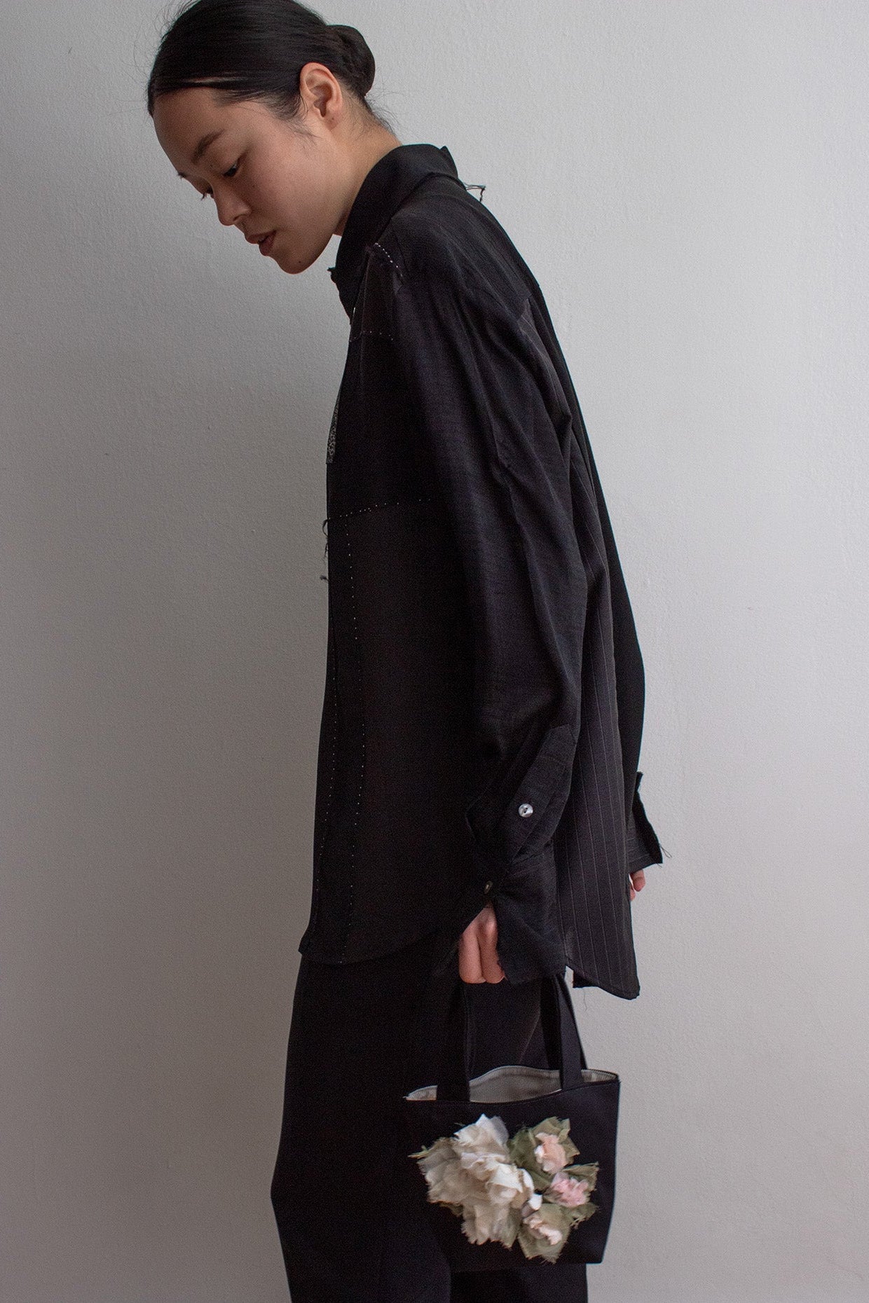 N° 225  paneled pinstripe haori shirt