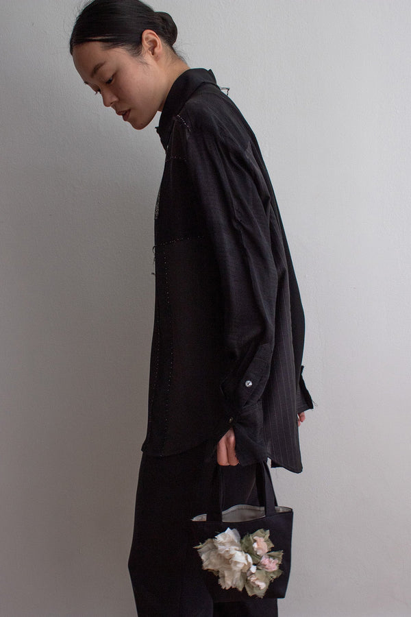 N° 225  paneled pinstripe haori shirt