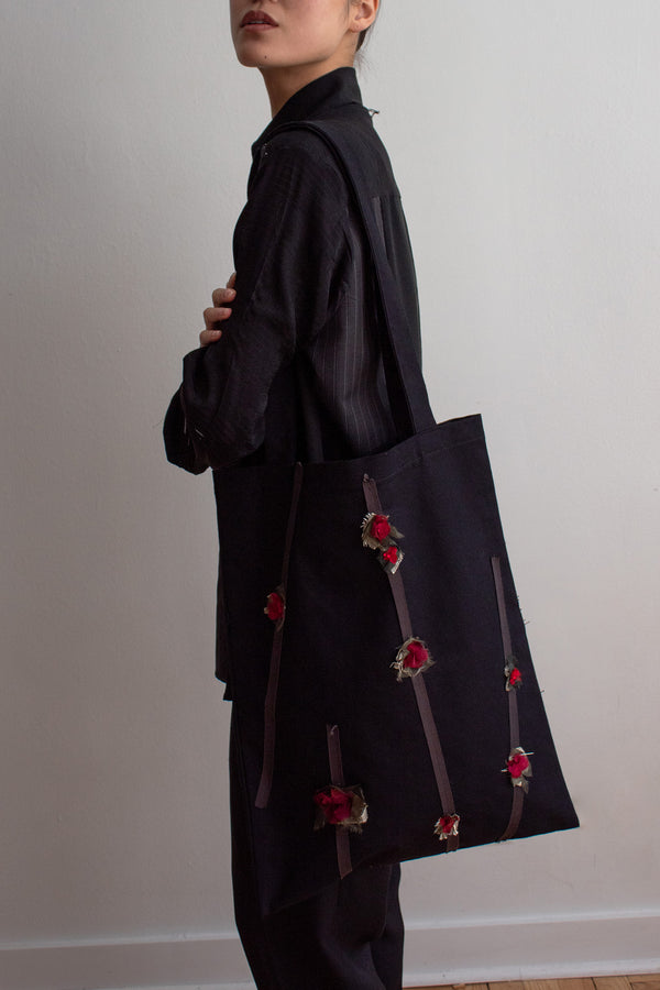 N° 96 dripping crushed blooms long tote - momiji red