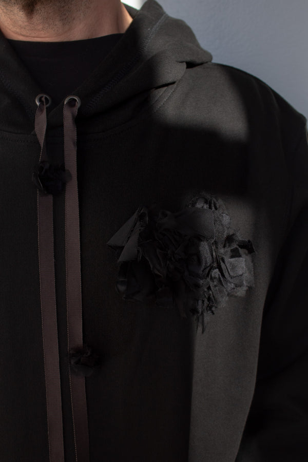 N° 306 multi crushed blooms hoodie - sumi black