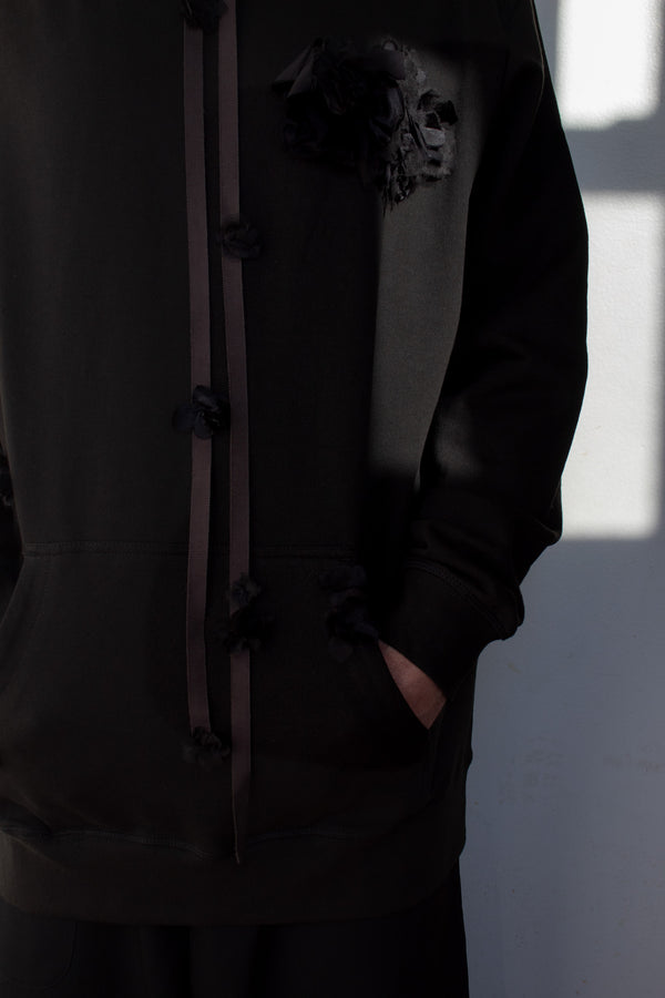 N° 306 multi crushed blooms hoodie - sumi black