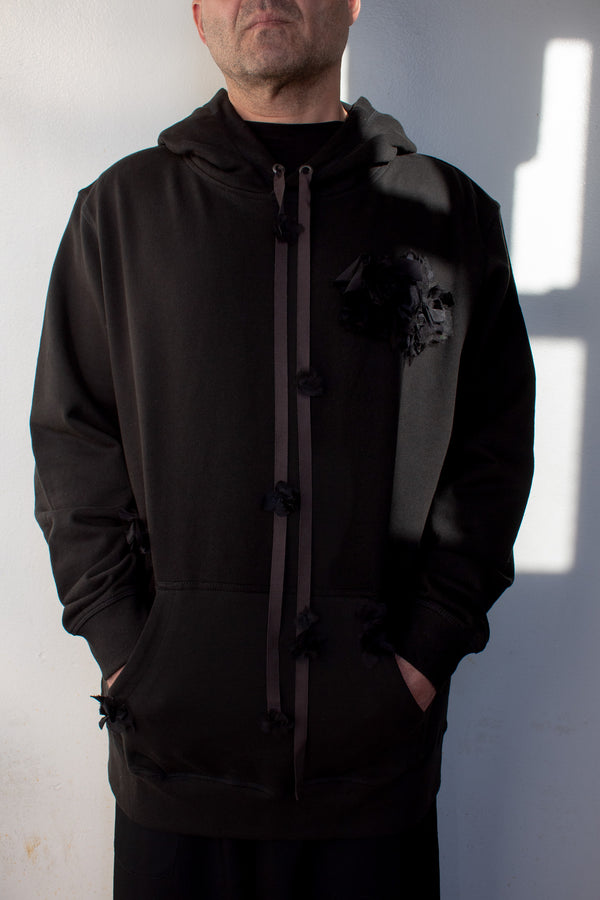 N° 306 multi crushed blooms hoodie - sumi black