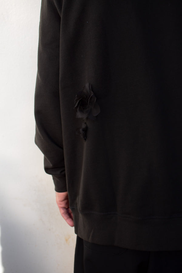 N° 306 multi crushed blooms hoodie - sumi black