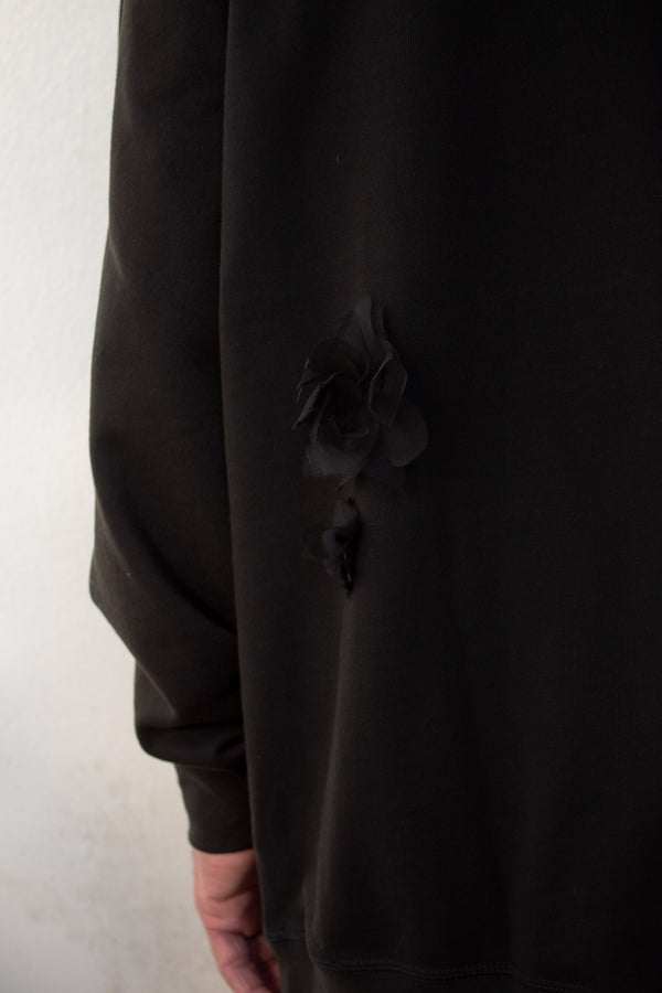 N° 306 multi crushed blooms hoodie - sumi black