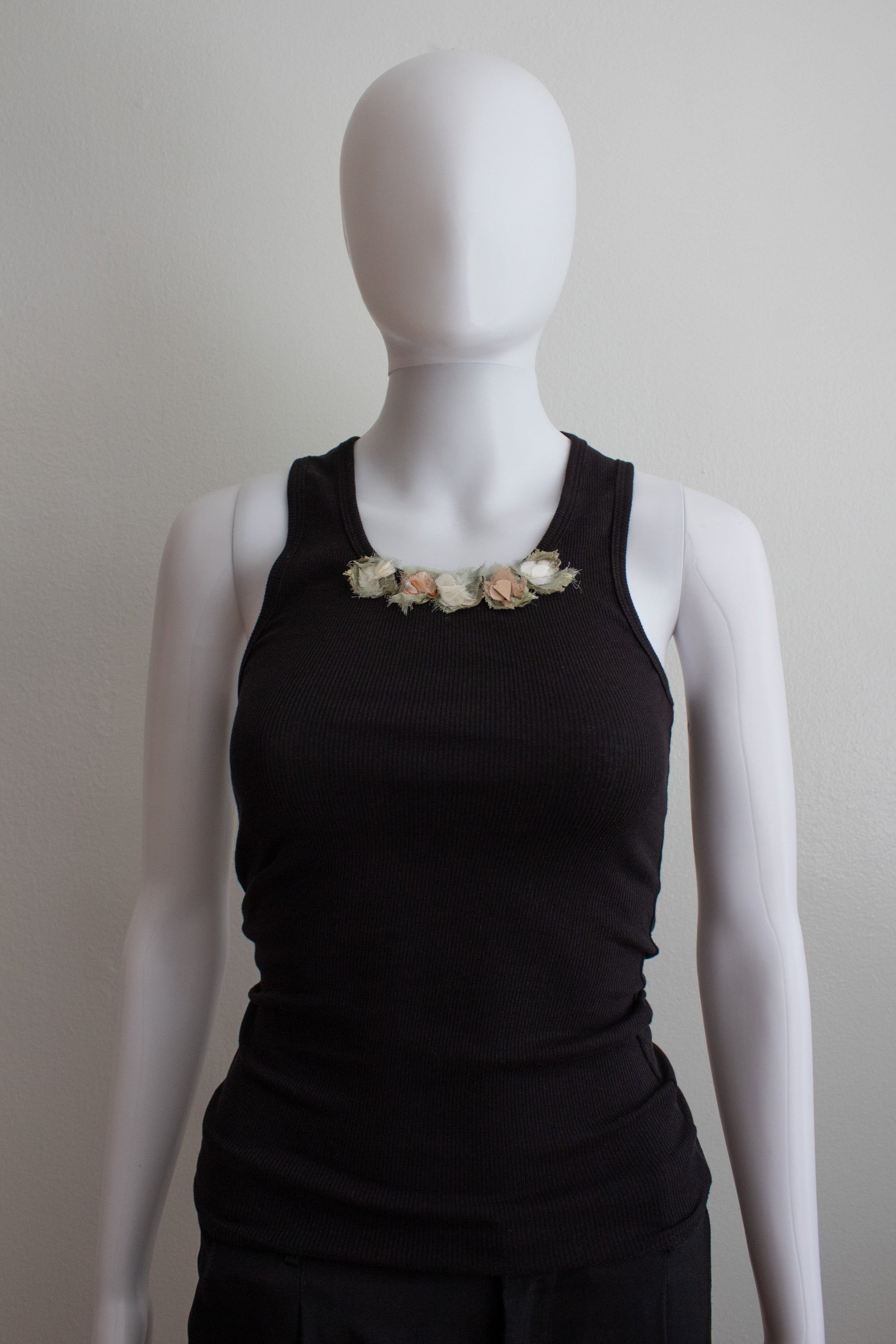 N° 354 womens fitted crushed blooms rib tank - momo peach/yuki white