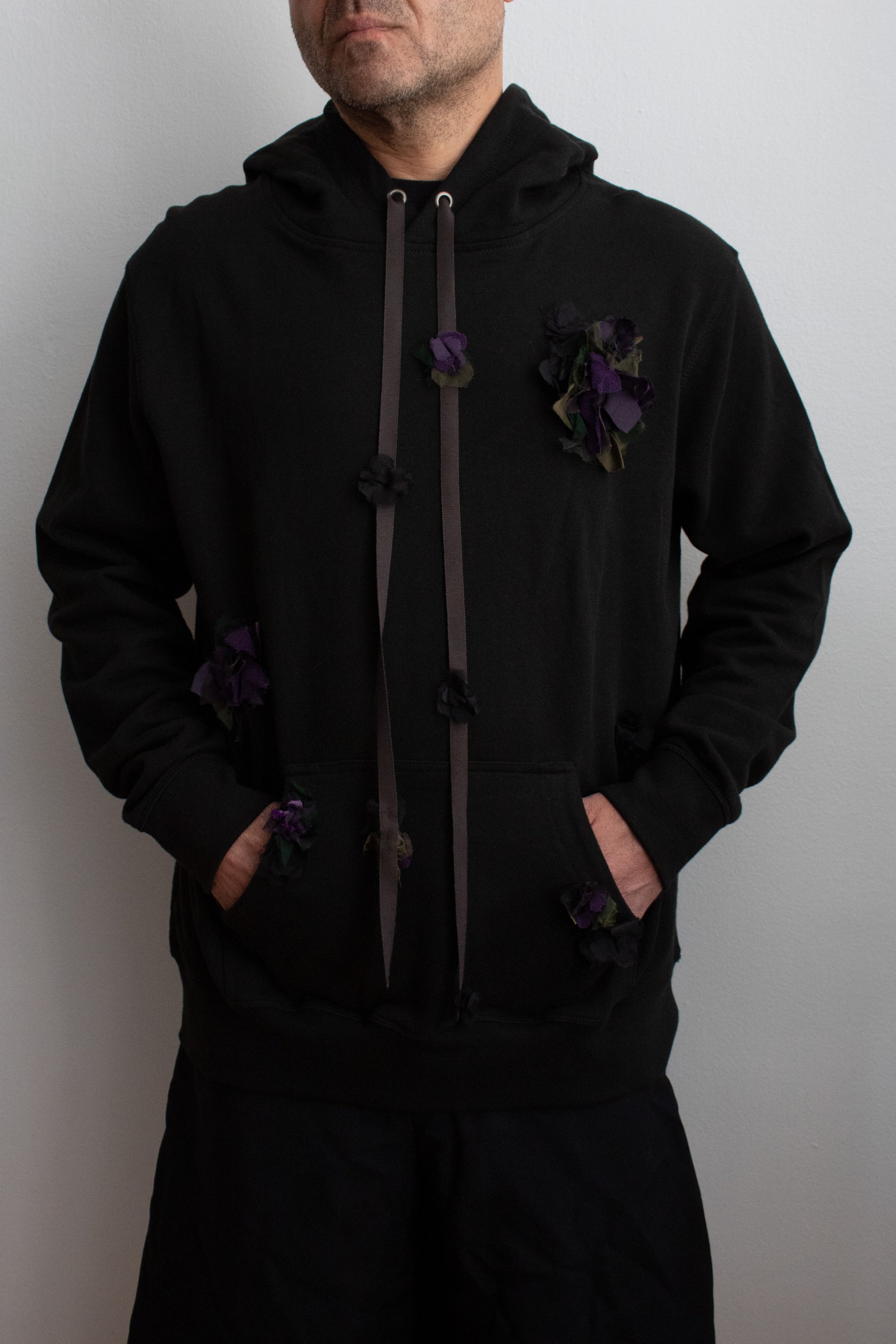 N° 306 multi crushed blooms hoodie - nasu eggplant