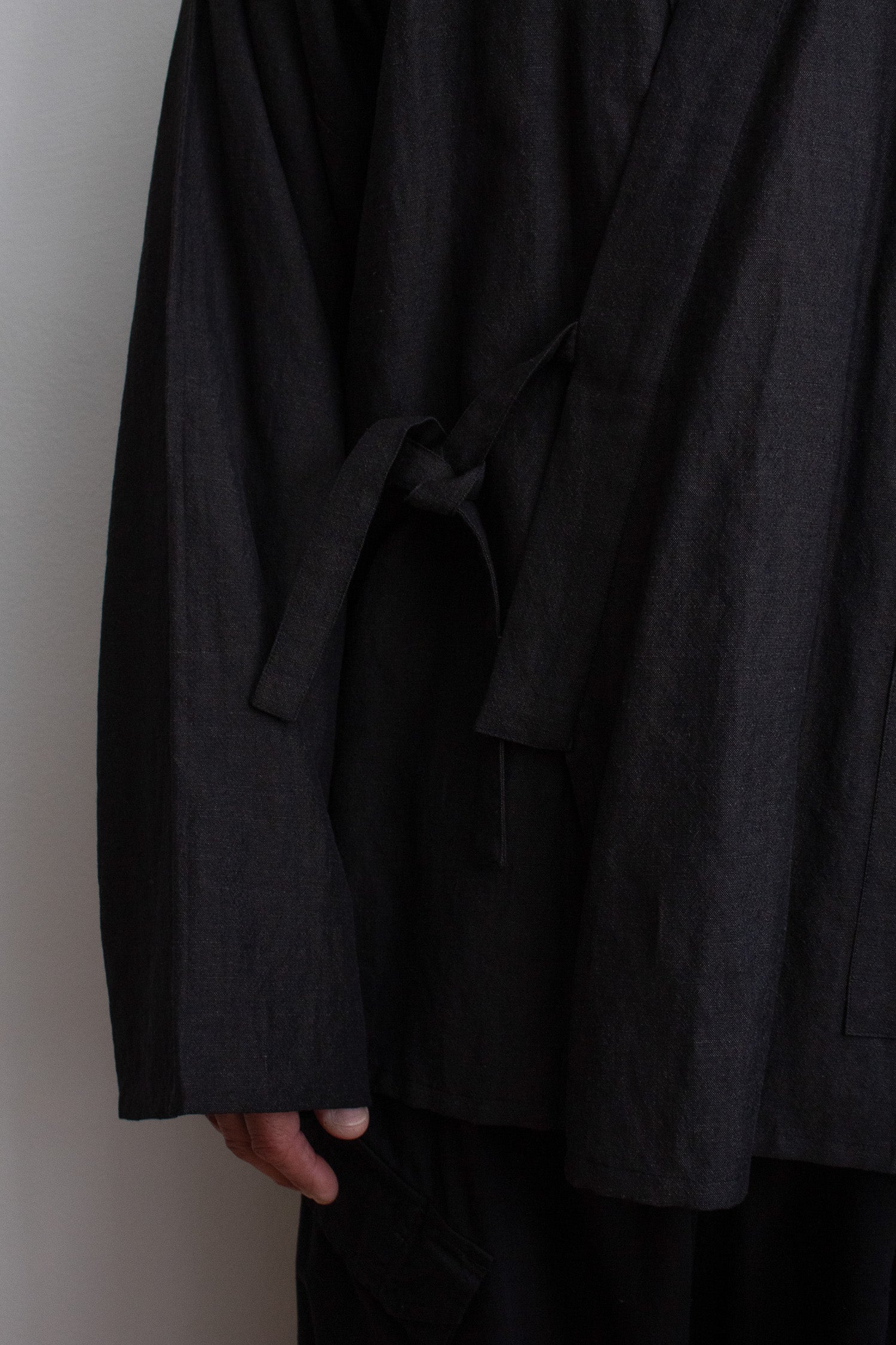 N° 373  haori wool linen jacket - ibiguro grey