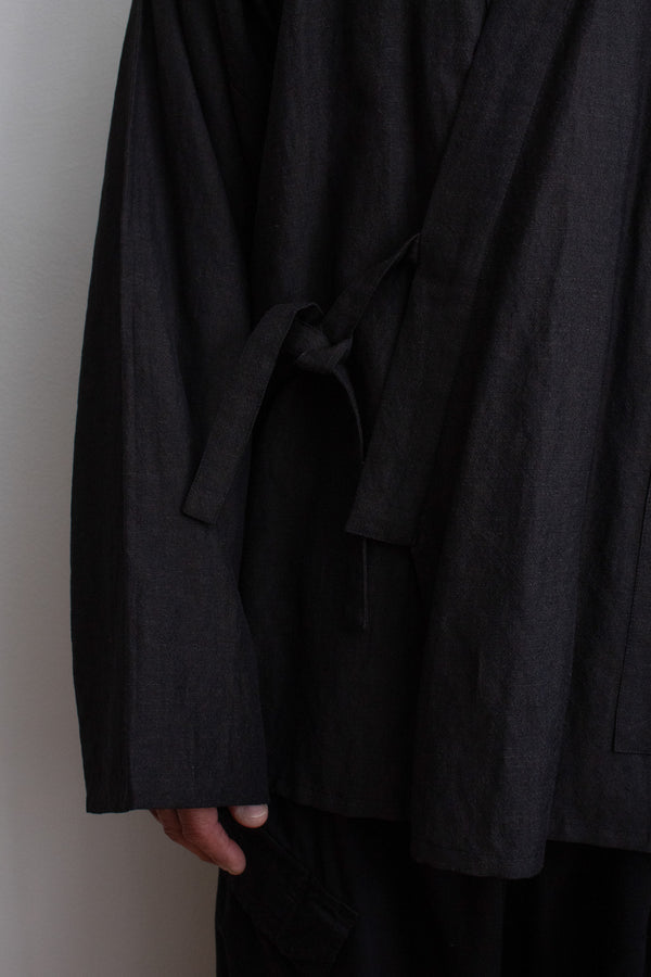 N° 373  haori wool linen jacket - ibiguro grey