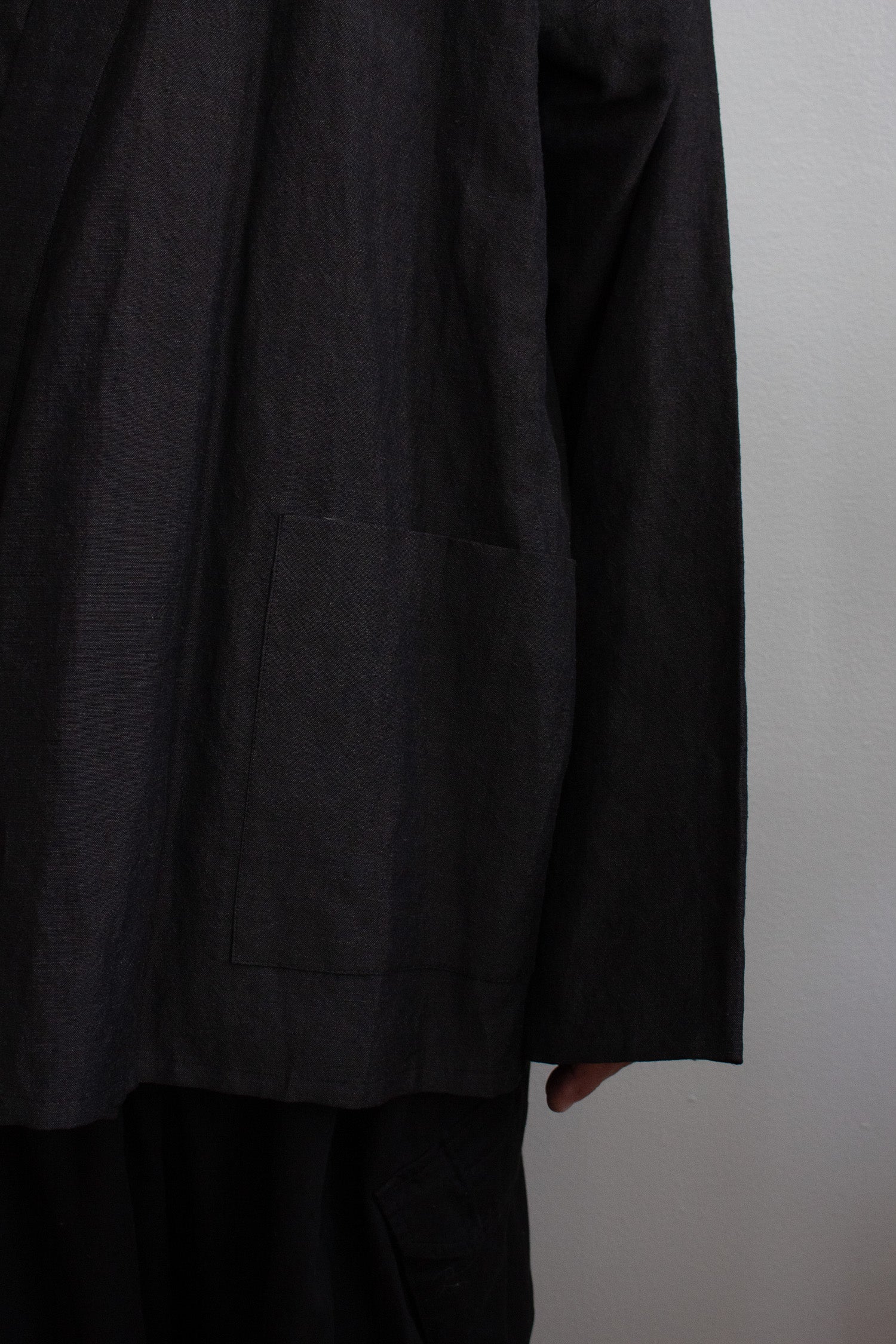 N° 373  haori wool linen jacket - ibiguro grey