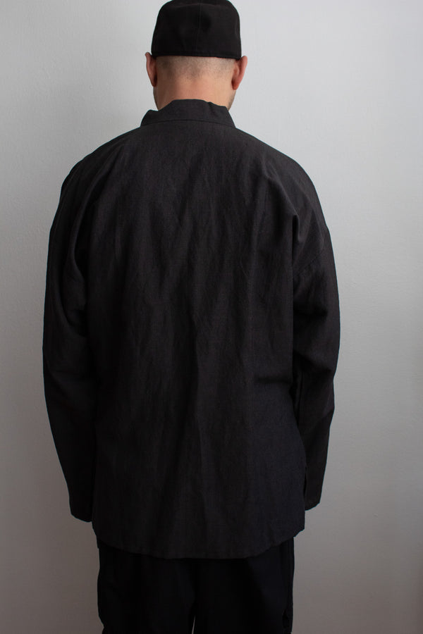 N° 373  haori wool linen jacket - ibiguro grey
