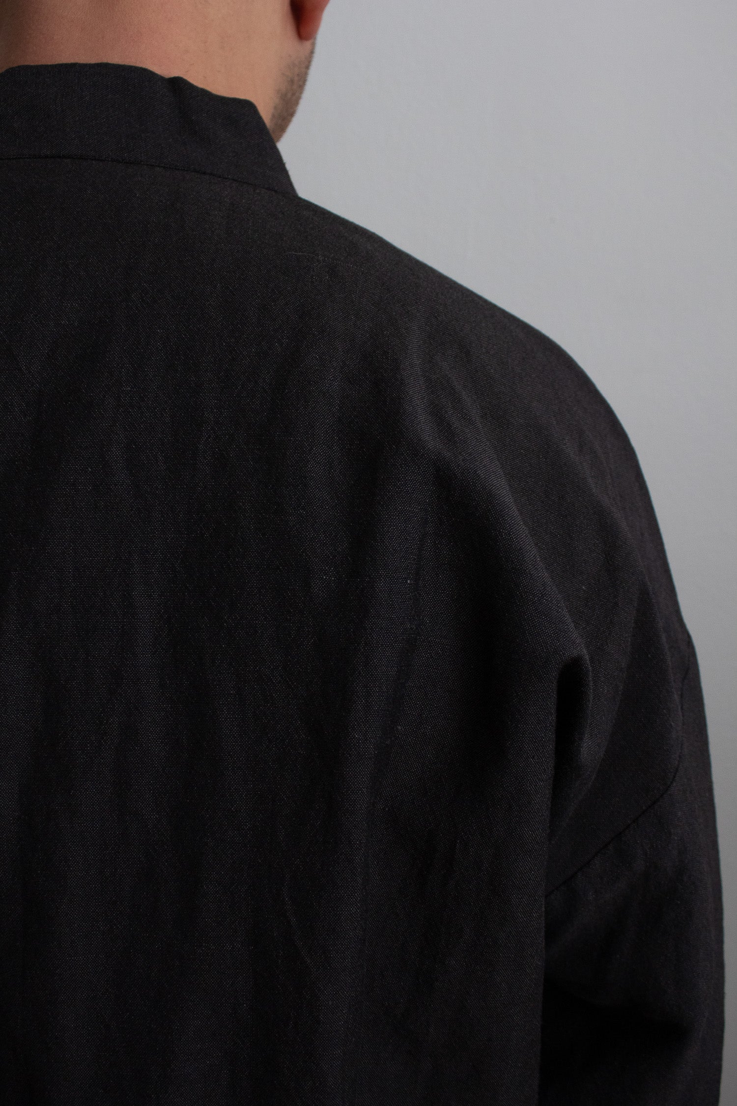 N° 373  haori wool linen jacket - ibiguro grey