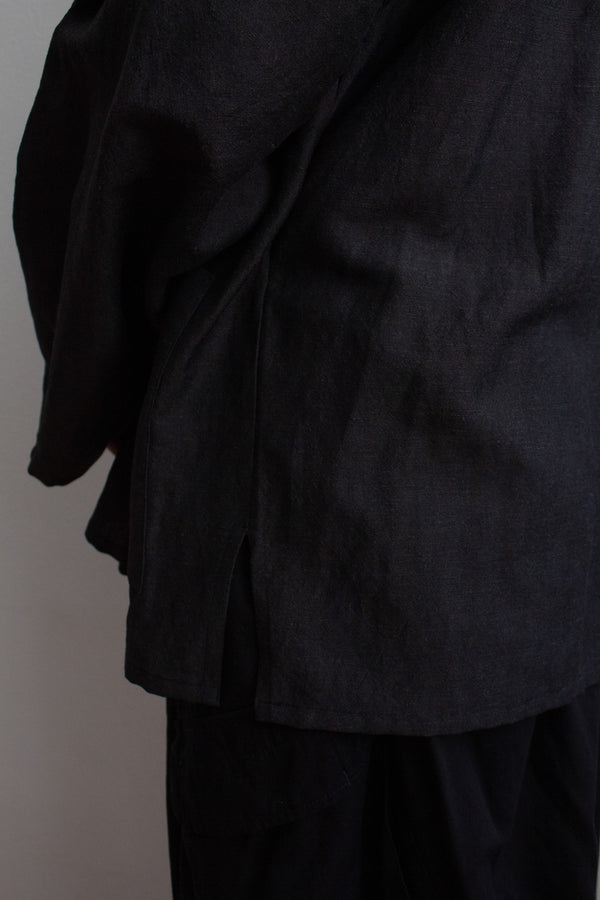 N° 373  haori wool linen jacket - ibiguro grey
