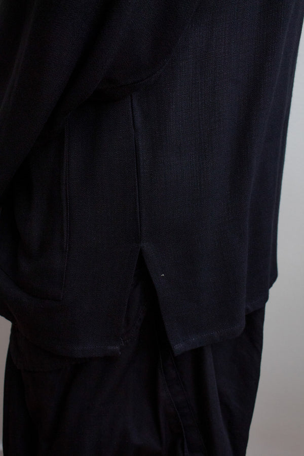 N° 373  hand-stitched haori linen jacket - sumi black