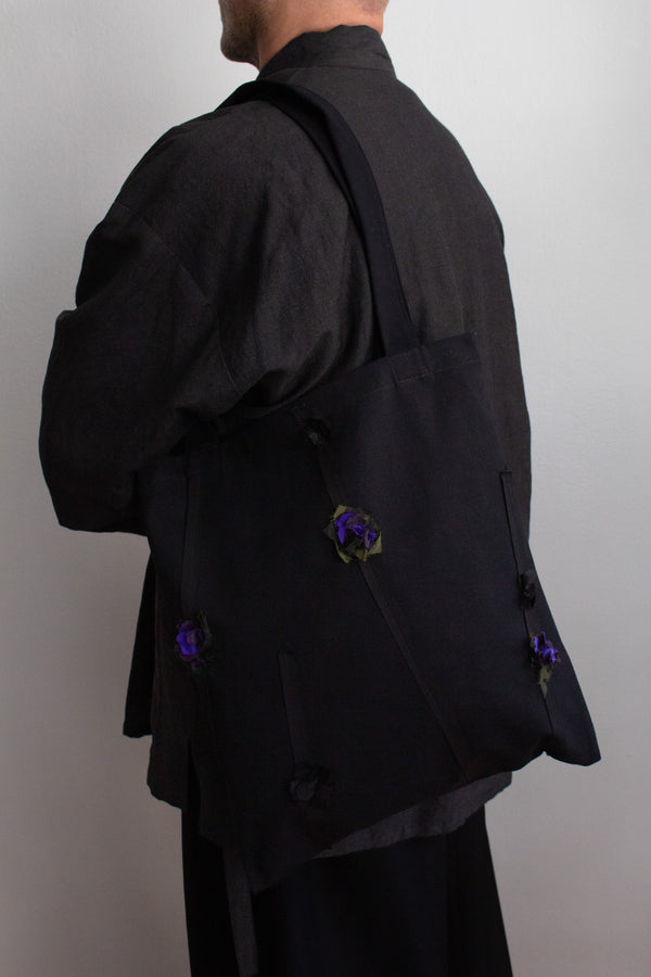 N° 70 dripping crushed blooms tote - nasu eggplant