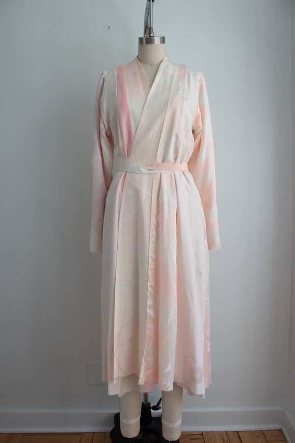 N° 106 irregular hand-stitched kimono wrap dress - ame pink