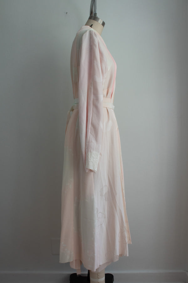 N° 106 irregular hand-stitched kimono wrap dress - ame pink