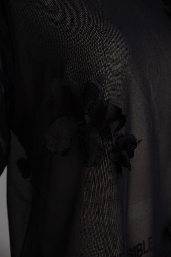 N° 94 crushed blooms oversized top - sumi black