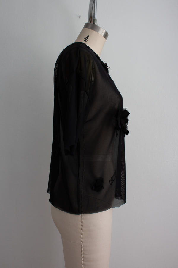 N° 94 crushed blooms oversized top - sumi black