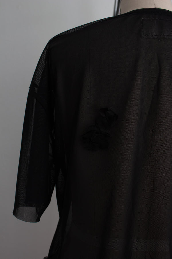 N° 94 crushed blooms oversized top - sumi black