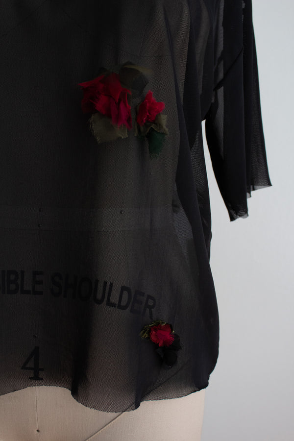 N° 94 crushed blooms oversized top - ume red