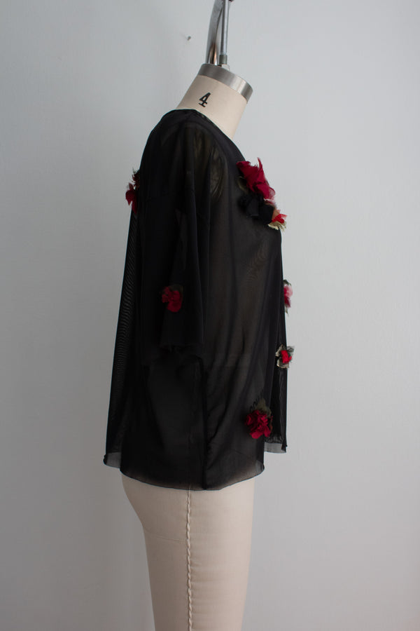 N° 94 crushed blooms oversized top - ume red