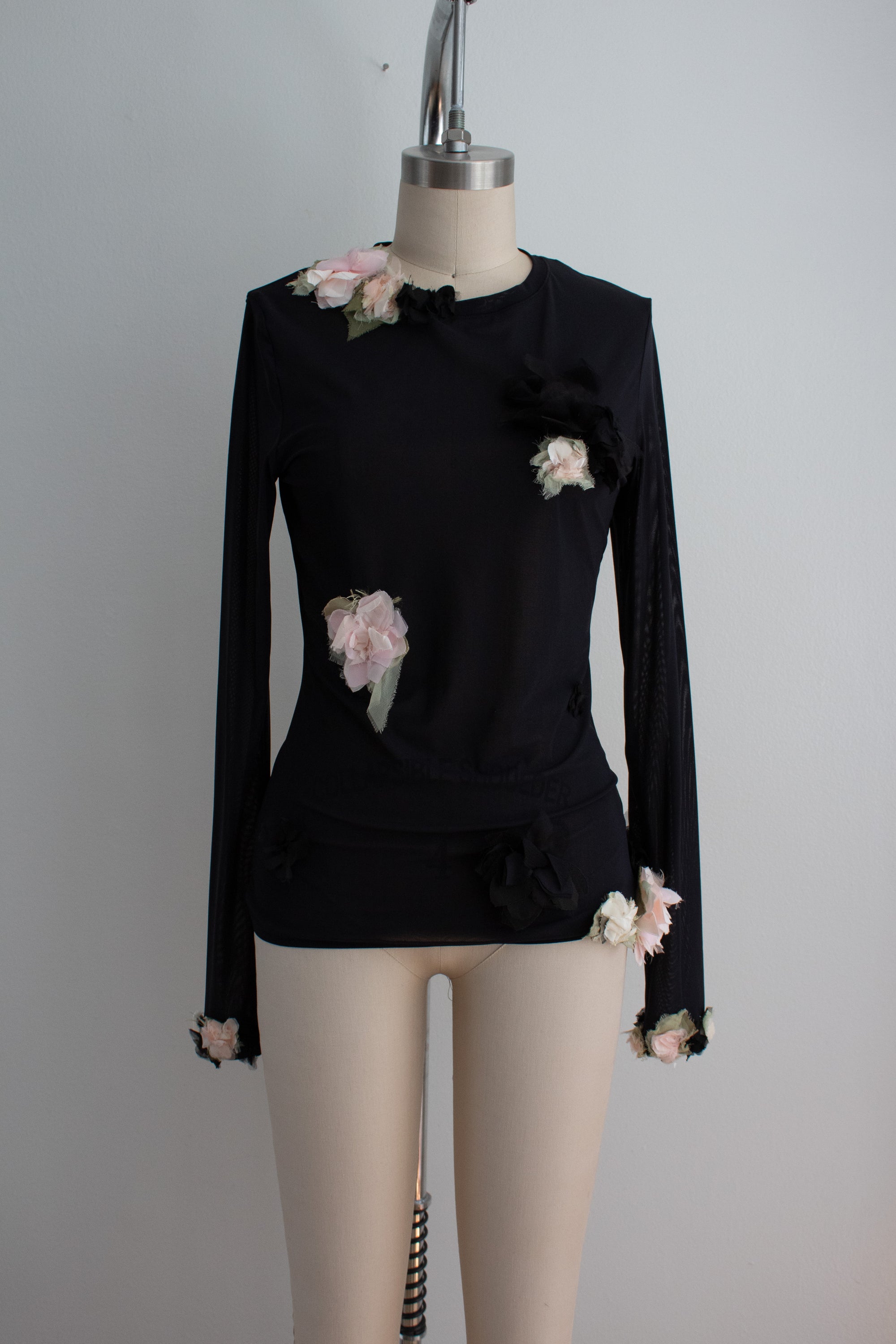 N° 72 crushed blooms fitted long sleeve top - ame pink