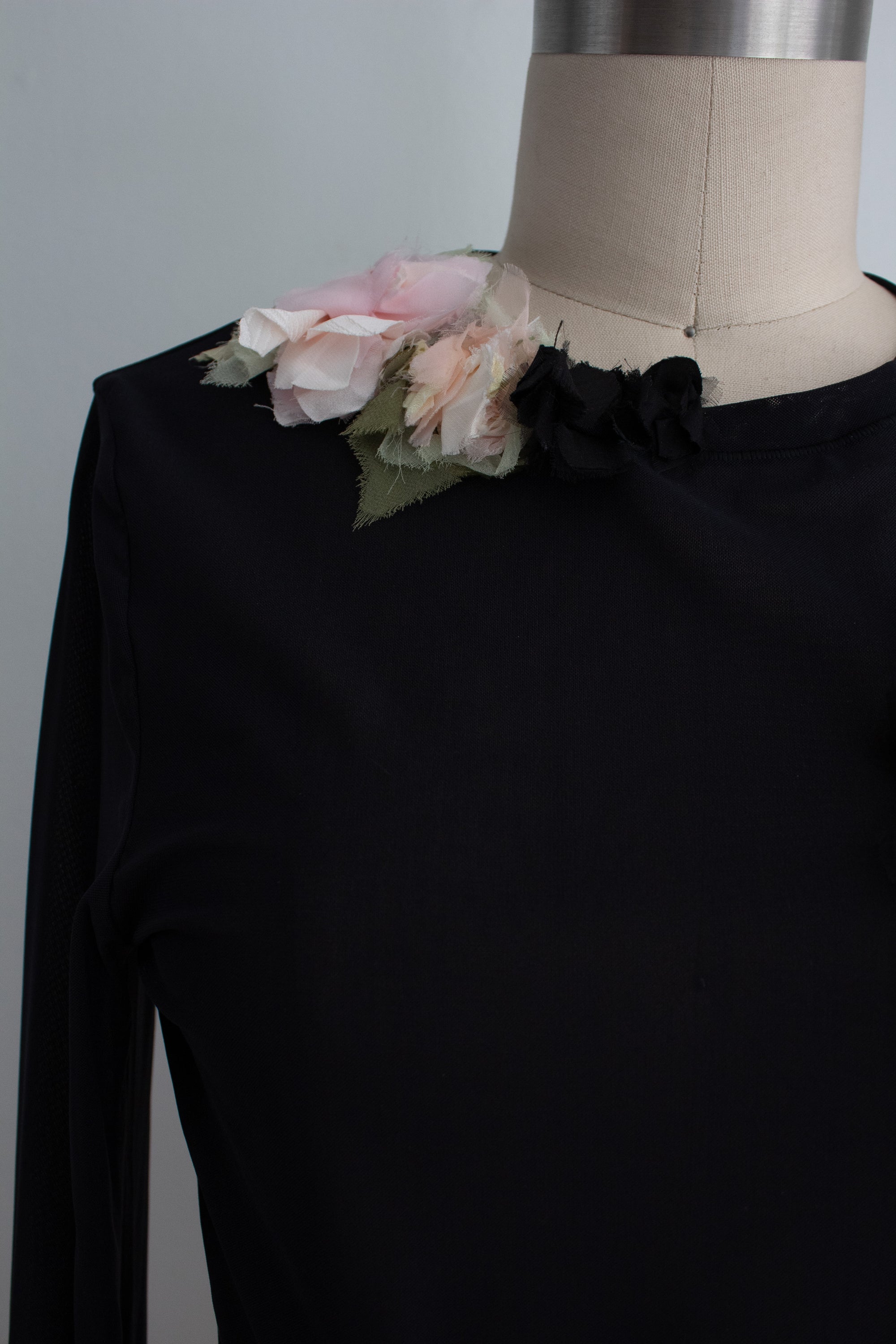 N° 72 crushed blooms fitted long sleeve top - ame pink