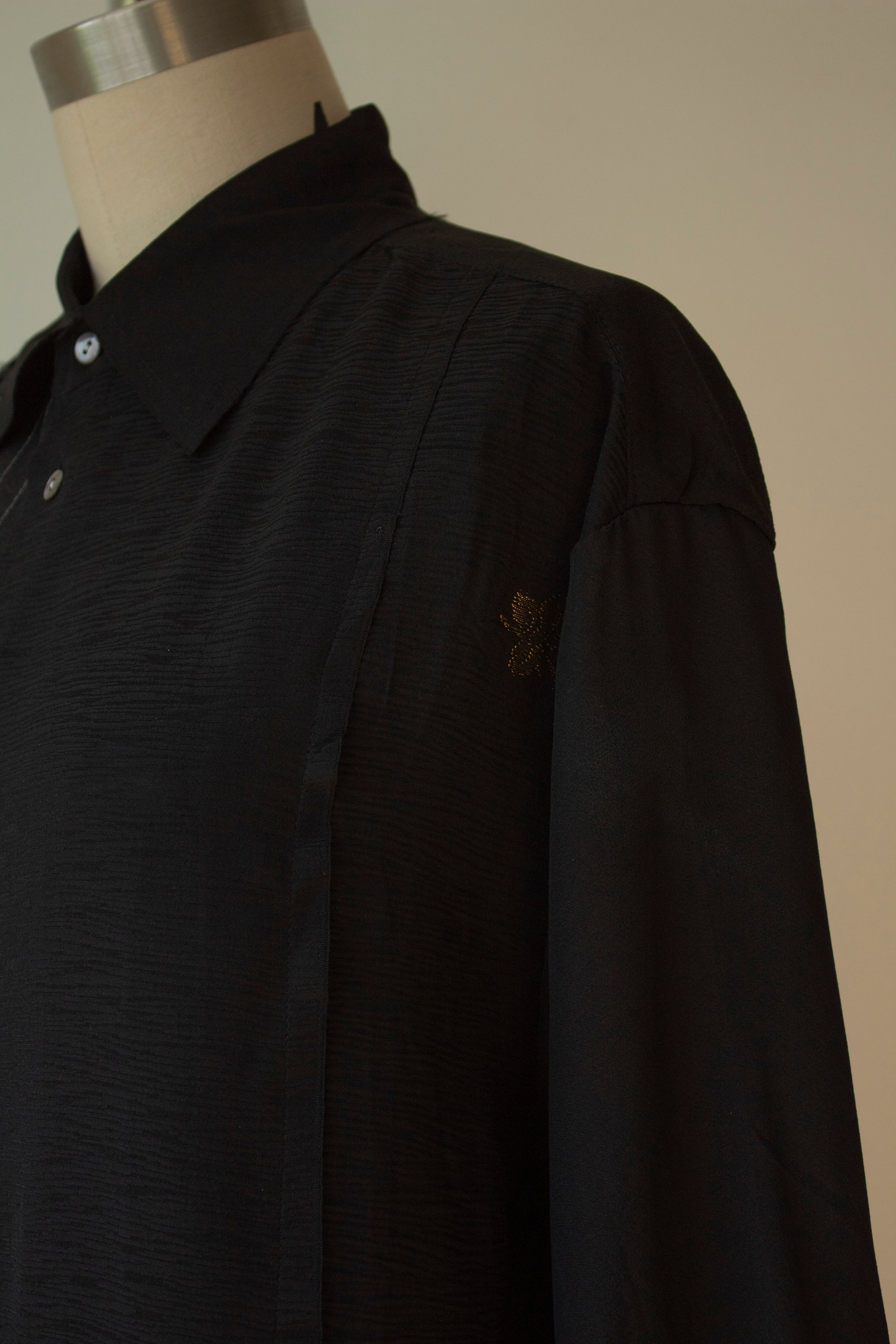N° 225  embroidered paneled pinstripe haori overshirt 3 -  S