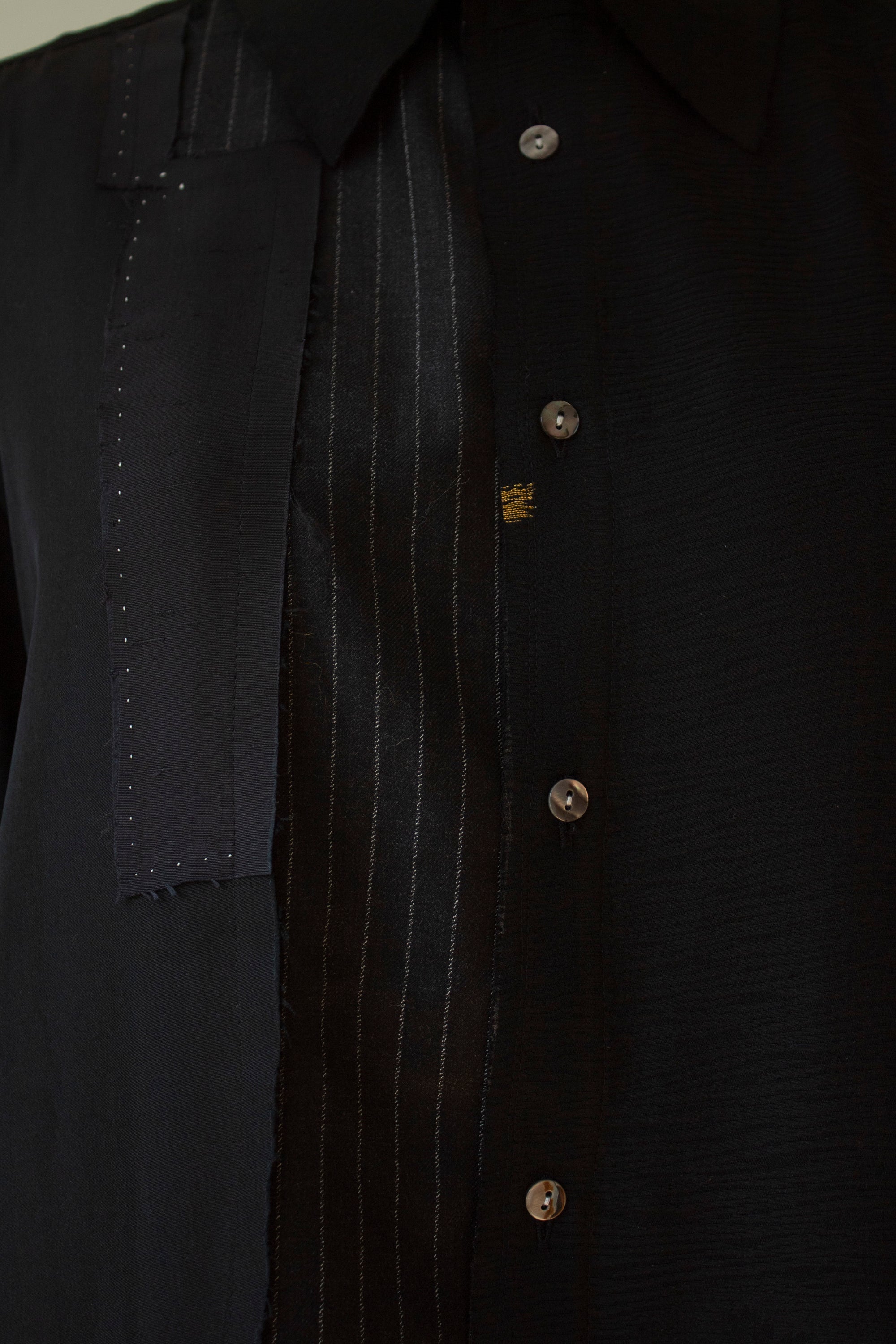 N° 225  embroidered paneled pinstripe haori overshirt 3 -  S