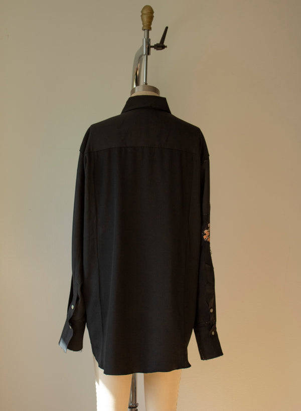 N° 225  sakura paneled pinstripe haori overshirt 2 -  M